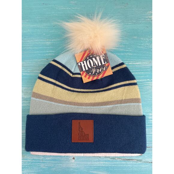 Home Free Beanie Blue Striped Idaho Winter Hat - Picture 1 of 3